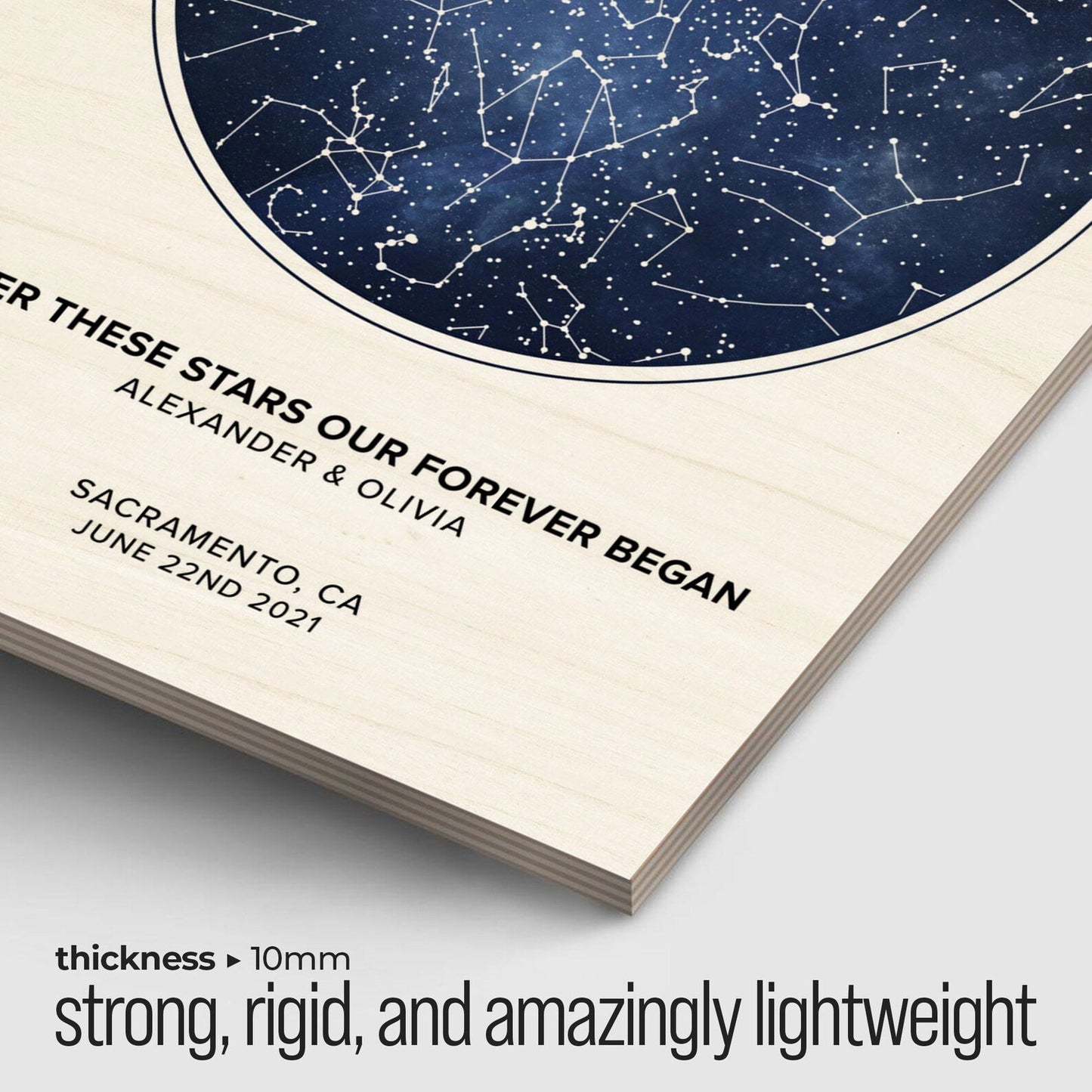 Custom Star Map By Date And Time - Wood Print