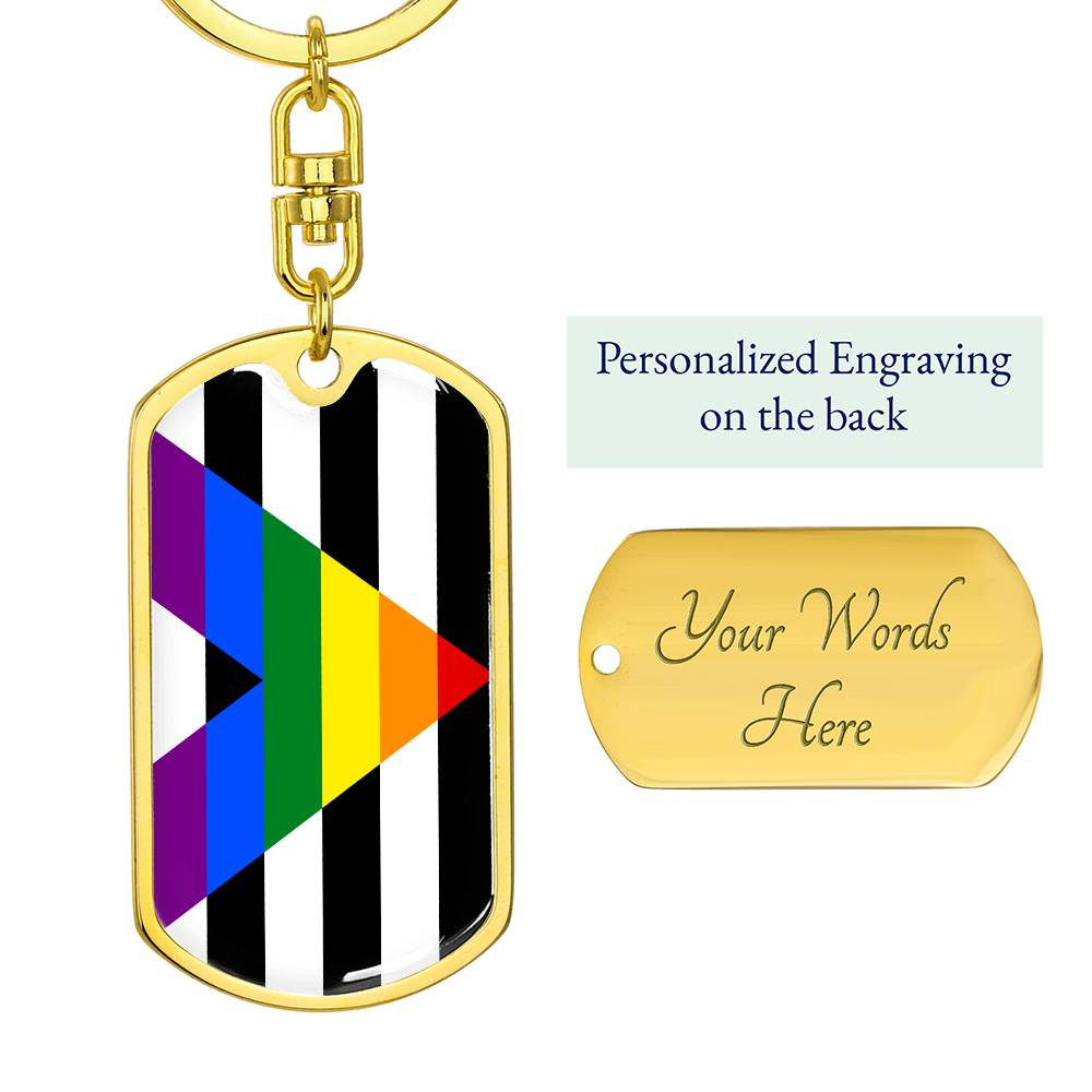 Straight Ally Pride Flag Keychain With Optional Engraving