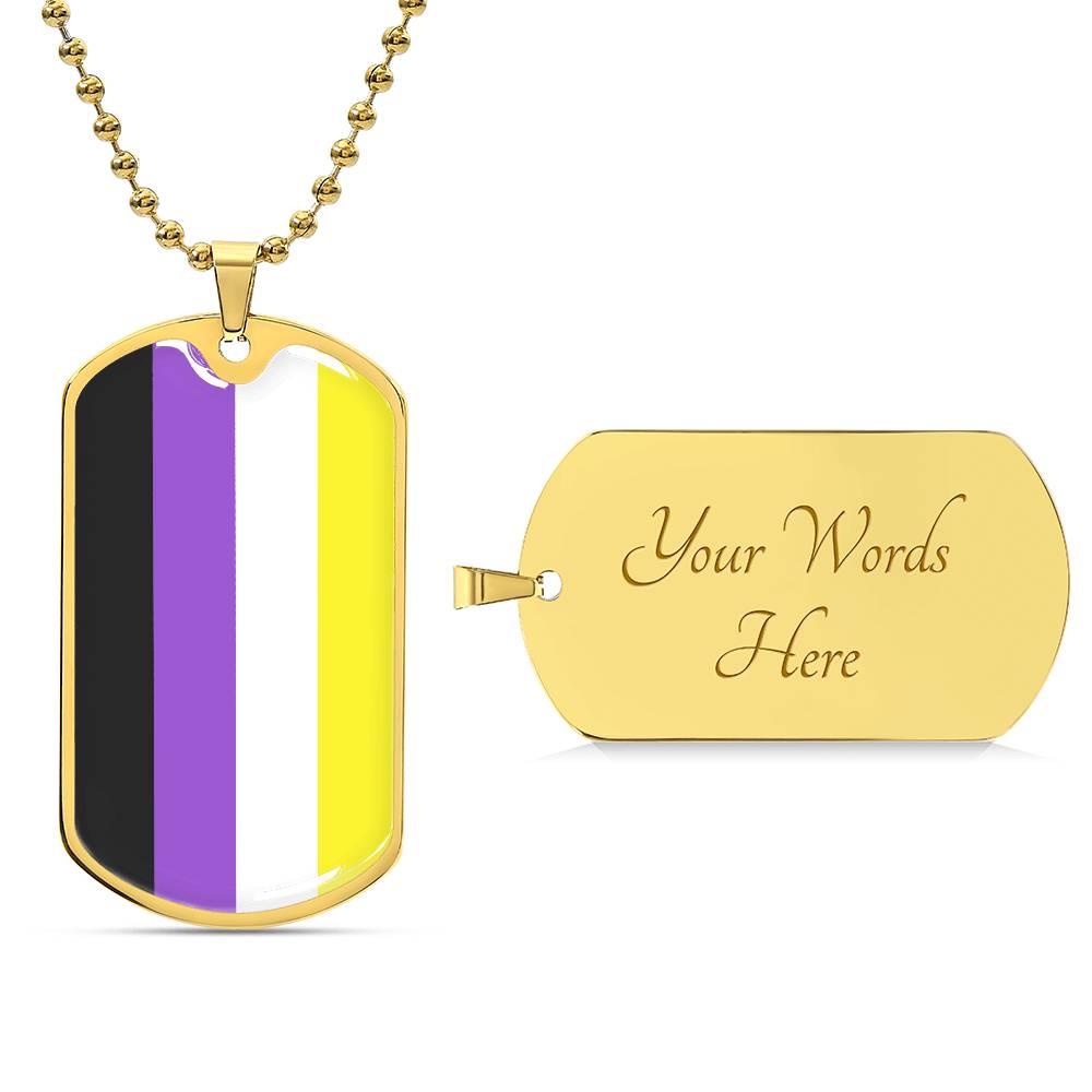 Non-Binary Pride Flag Necklace With Optional Engraving