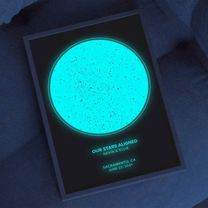 Custom Star Map By Date And Time - Glow In The Dark Print