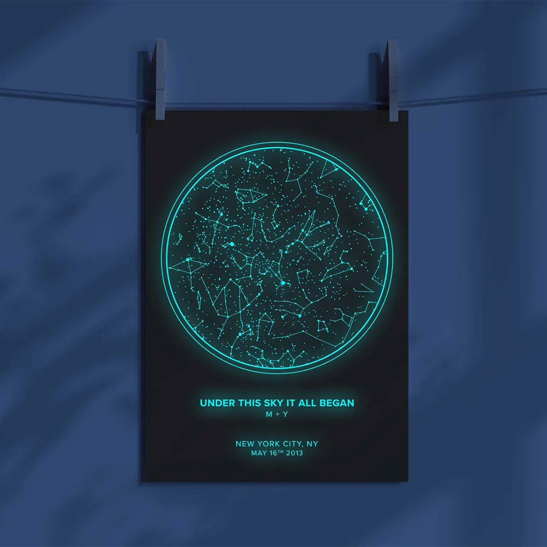 Custom Star Map By Date And Time - Glow In The Dark Print