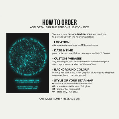 Custom Star Map By Date And Time - Glow In The Dark Print