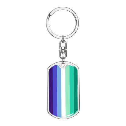 Gay MLM Flag Keychain With Optional Engraving
