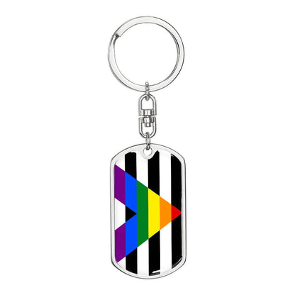 Straight Ally Pride Flag Keychain With Optional Engraving