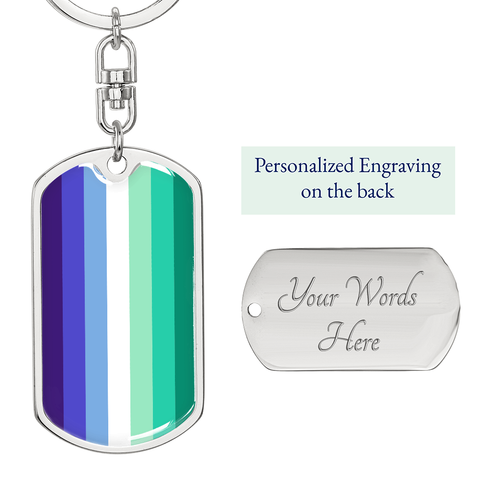 Gay MLM Flag Keychain With Optional Engraving