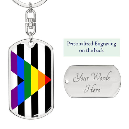 Straight Ally Pride Flag Keychain With Optional Engraving