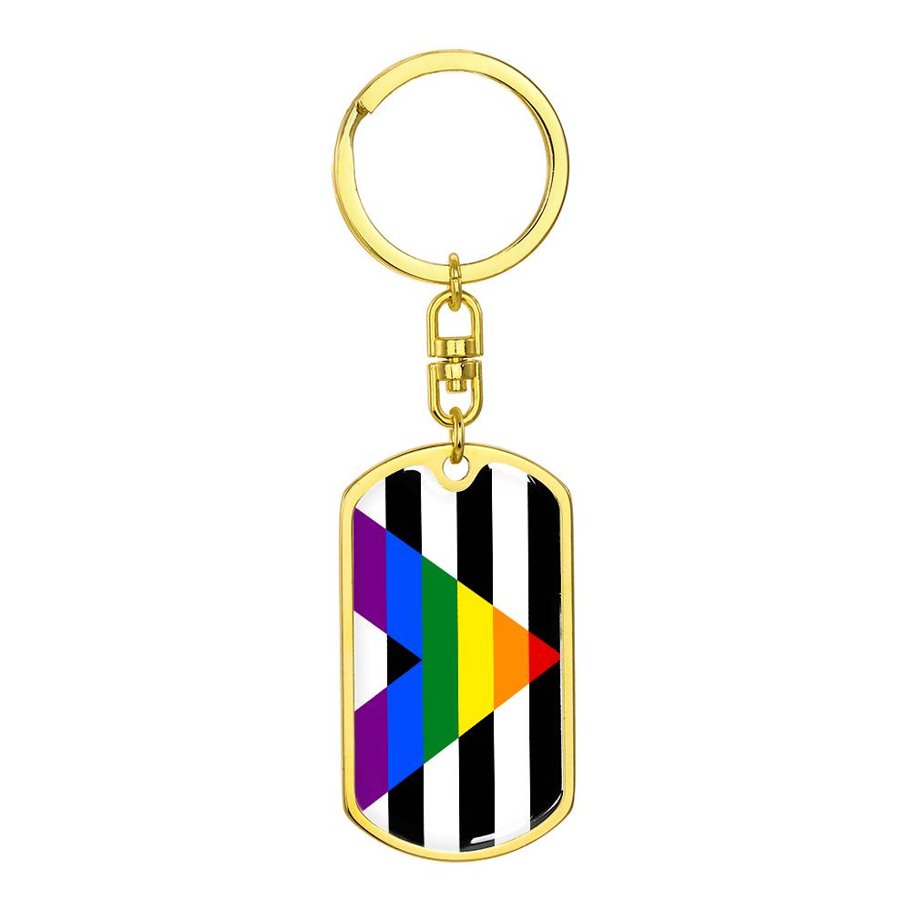 Straight Ally Pride Flag Keychain With Optional Engraving