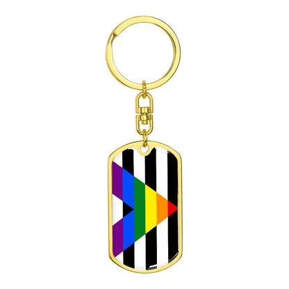 Straight Ally Pride Flag Keychain With Optional Engraving