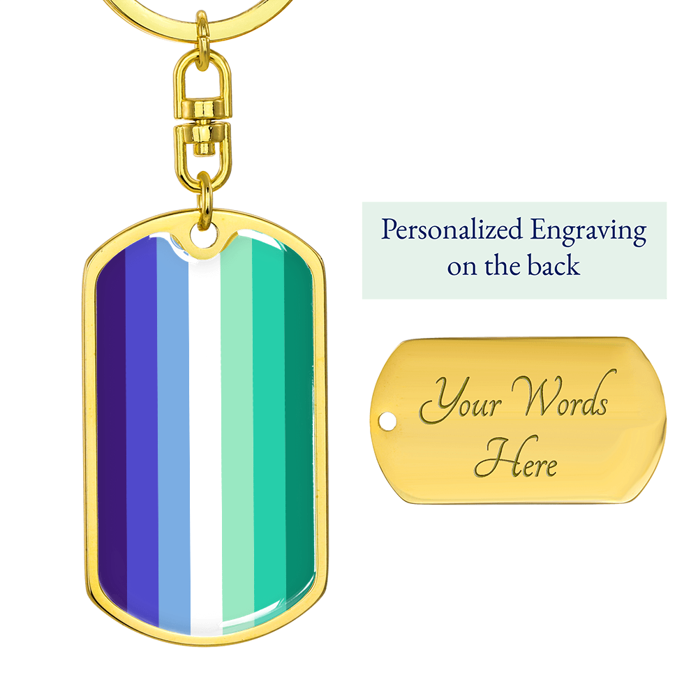 Gay MLM Flag Keychain With Optional Engraving