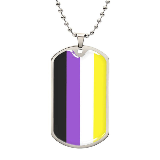 Non-Binary Pride Flag Necklace With Optional Engraving
