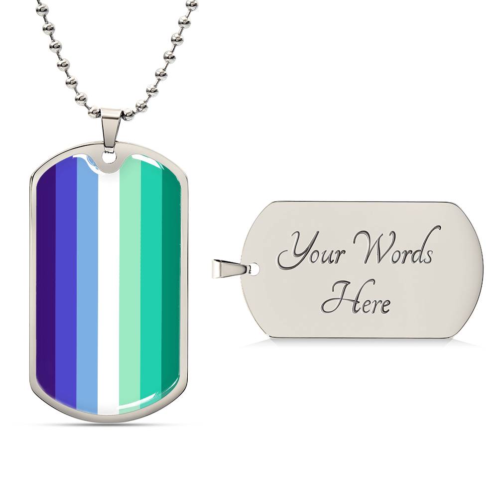 Gay MLM Flag Necklace With Optional Engraving