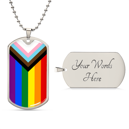 Progress Pride Flag Necklace With Optional Engraving