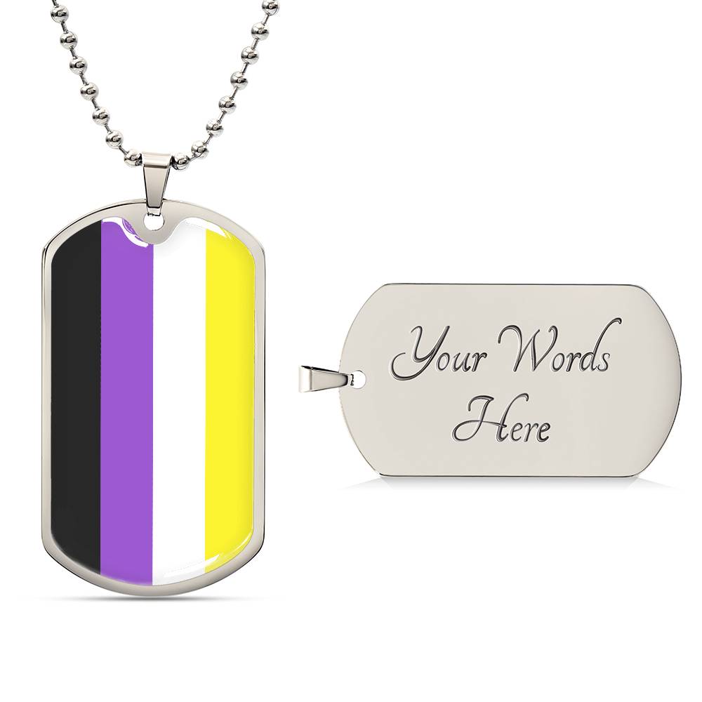 Non-Binary Pride Flag Necklace With Optional Engraving