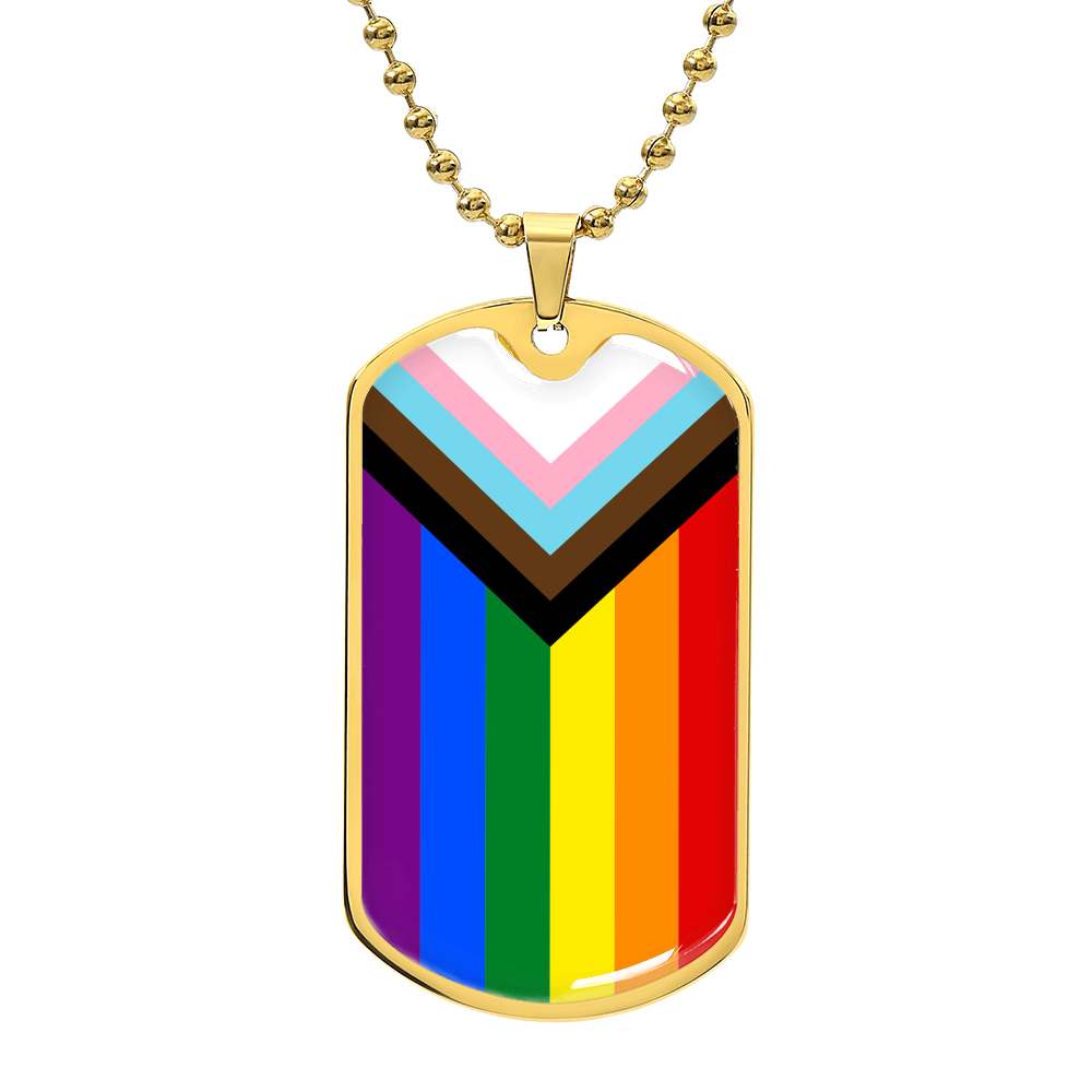 Progress Pride Flag Necklace With Optional Engraving