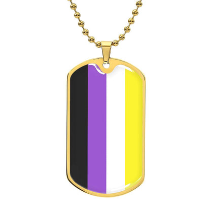 Non-Binary Pride Flag Necklace With Optional Engraving