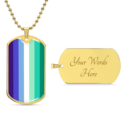 Gay MLM Flag Necklace With Optional Engraving
