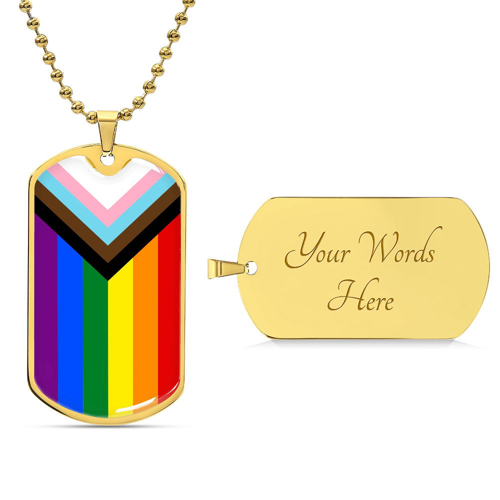 Progress Pride Flag Necklace With Optional Engraving