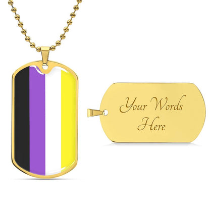 Non-Binary Pride Flag Necklace With Optional Engraving