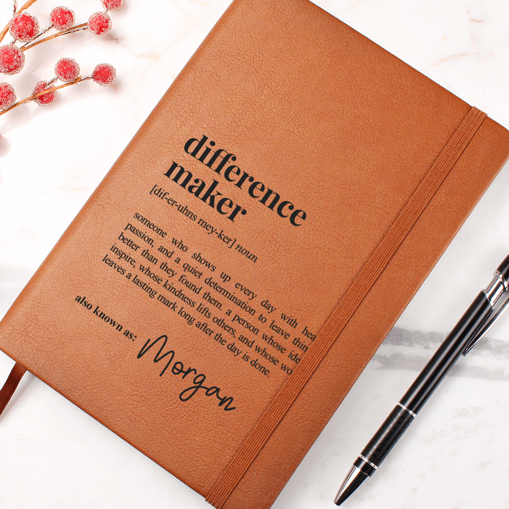Difference Maker - Journal with Custom Name - Personalised Notebook - Inspirational Gift with Heartfelt Definition