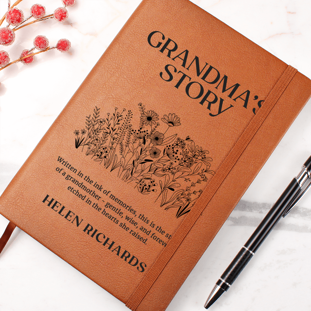 Grandma's Story Journal with Floral Design - Handwritten Memory Book, Family Keepsake, Personalised Legacy Gift for Grandmother