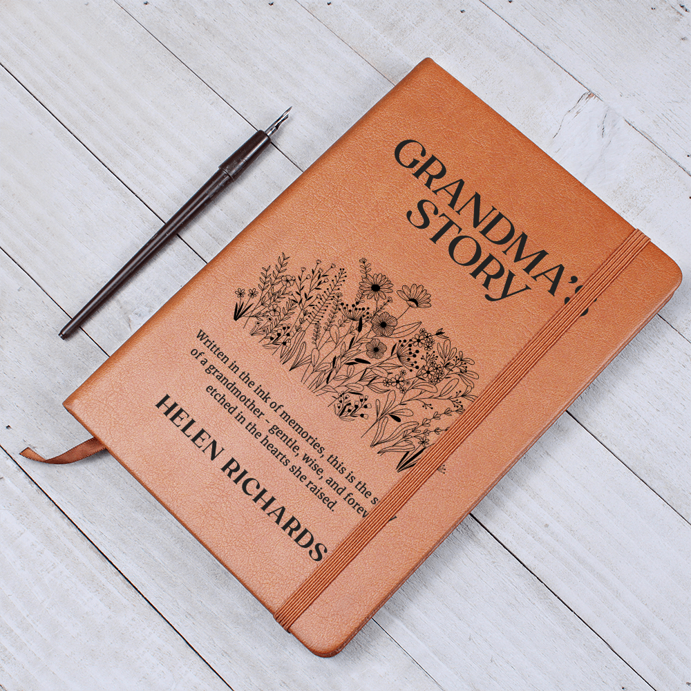 Grandma's Story Journal with Floral Design - Handwritten Memory Book, Family Keepsake, Personalised Legacy Gift for Grandmother