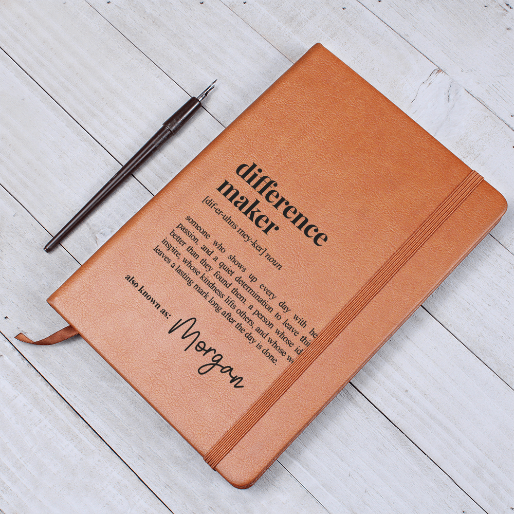 Difference Maker - Journal with Custom Name - Personalised Notebook - Inspirational Gift with Heartfelt Definition