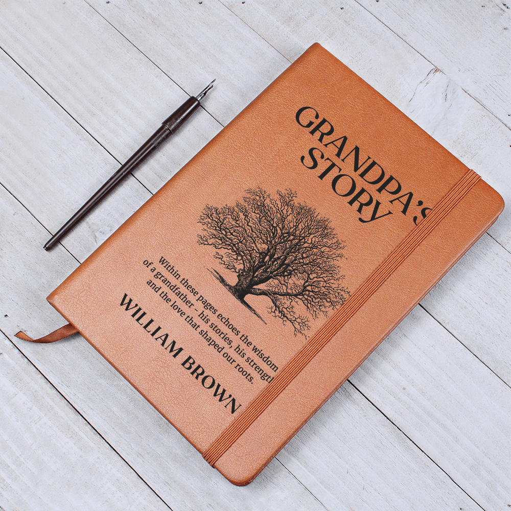 Grandpa's Story Journal with Custom Name - Handwritten Family Keepsake, Memory Book for Grandad, Personalised Grandfather's Legacy Gift