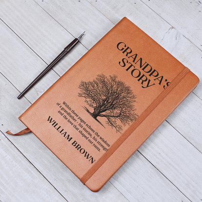 Grandpa's Story Journal with Custom Name - Handwritten Family Keepsake, Memory Book for Grandad, Personalised Grandfather's Legacy Gift