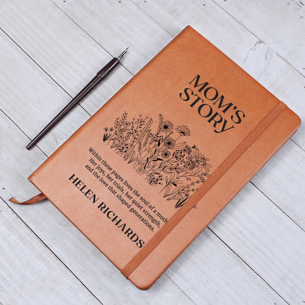 Mom's Story Journal with Wildflower Design - Handwritten Family Keepsake, Memory Book for Mum, Personalised Mother's Legacy Gift