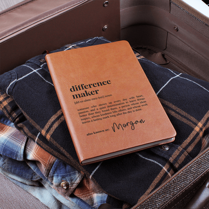 Difference Maker - Journal with Custom Name - Personalised Notebook - Inspirational Gift with Heartfelt Definition