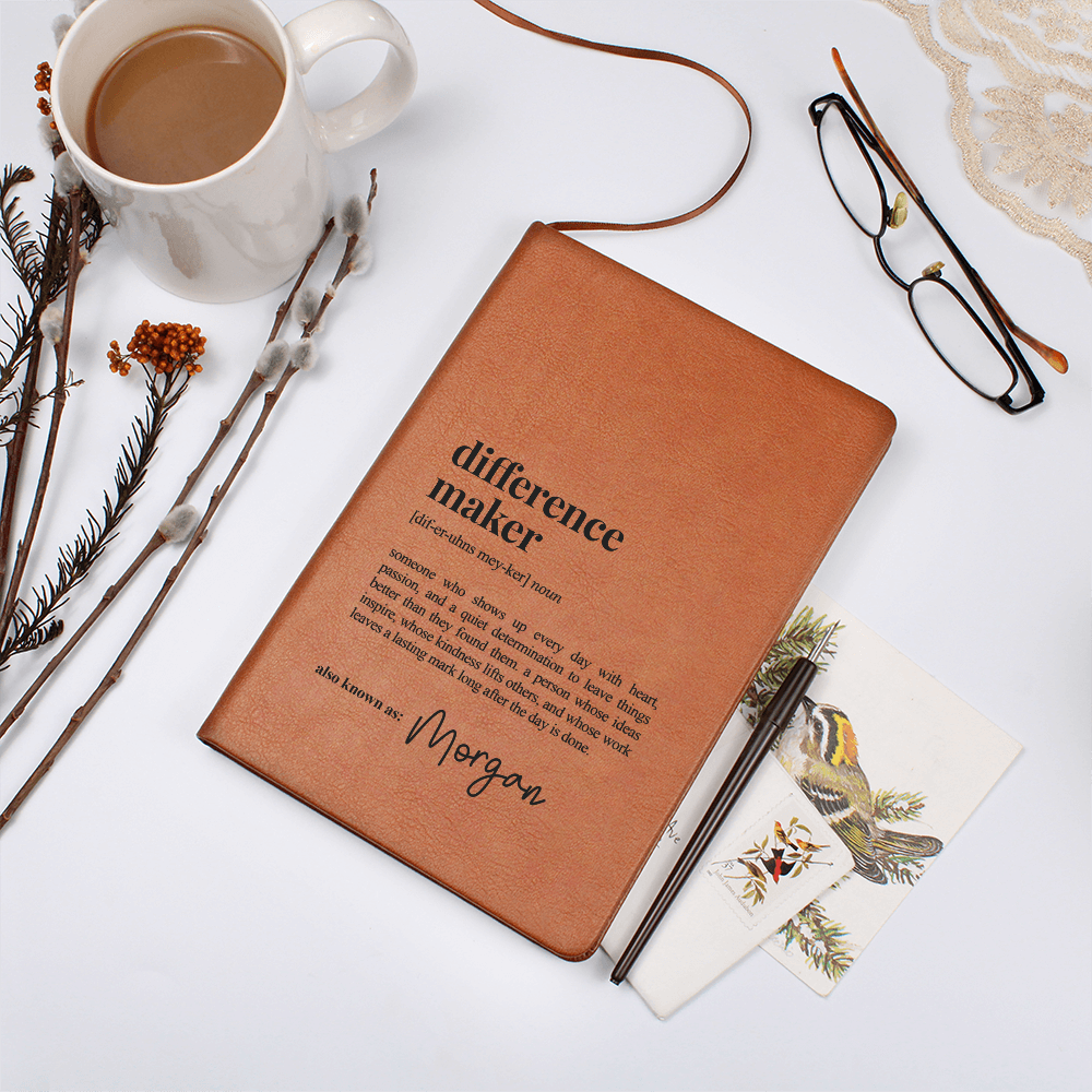 Difference Maker - Journal with Custom Name - Personalised Notebook - Inspirational Gift with Heartfelt Definition
