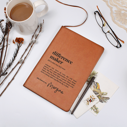 Difference Maker - Journal with Custom Name - Personalised Notebook - Inspirational Gift with Heartfelt Definition