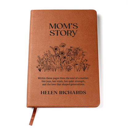 Mom's Story Journal with Wildflower Design - Handwritten Family Keepsake, Memory Book for Mum, Personalised Mother's Legacy Gift