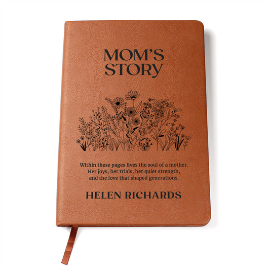 Mom's Story Journal with Wildflower Design - Handwritten Family Keepsake, Memory Book for Mum, Personalised Mother's Legacy Gift