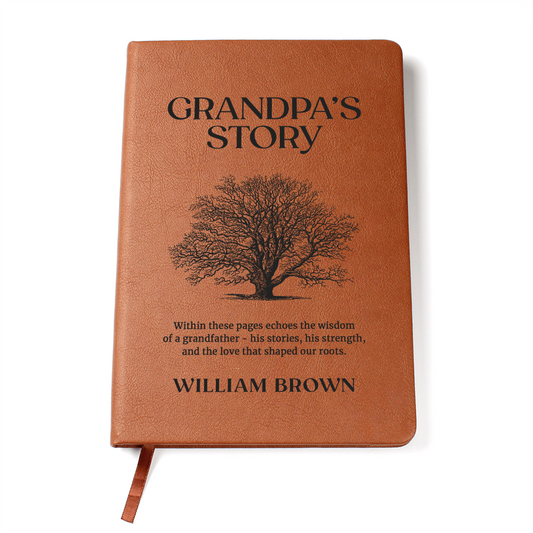 Grandpa's Story Journal with Custom Name - Handwritten Family Keepsake, Memory Book for Grandad, Personalised Grandfather's Legacy Gift