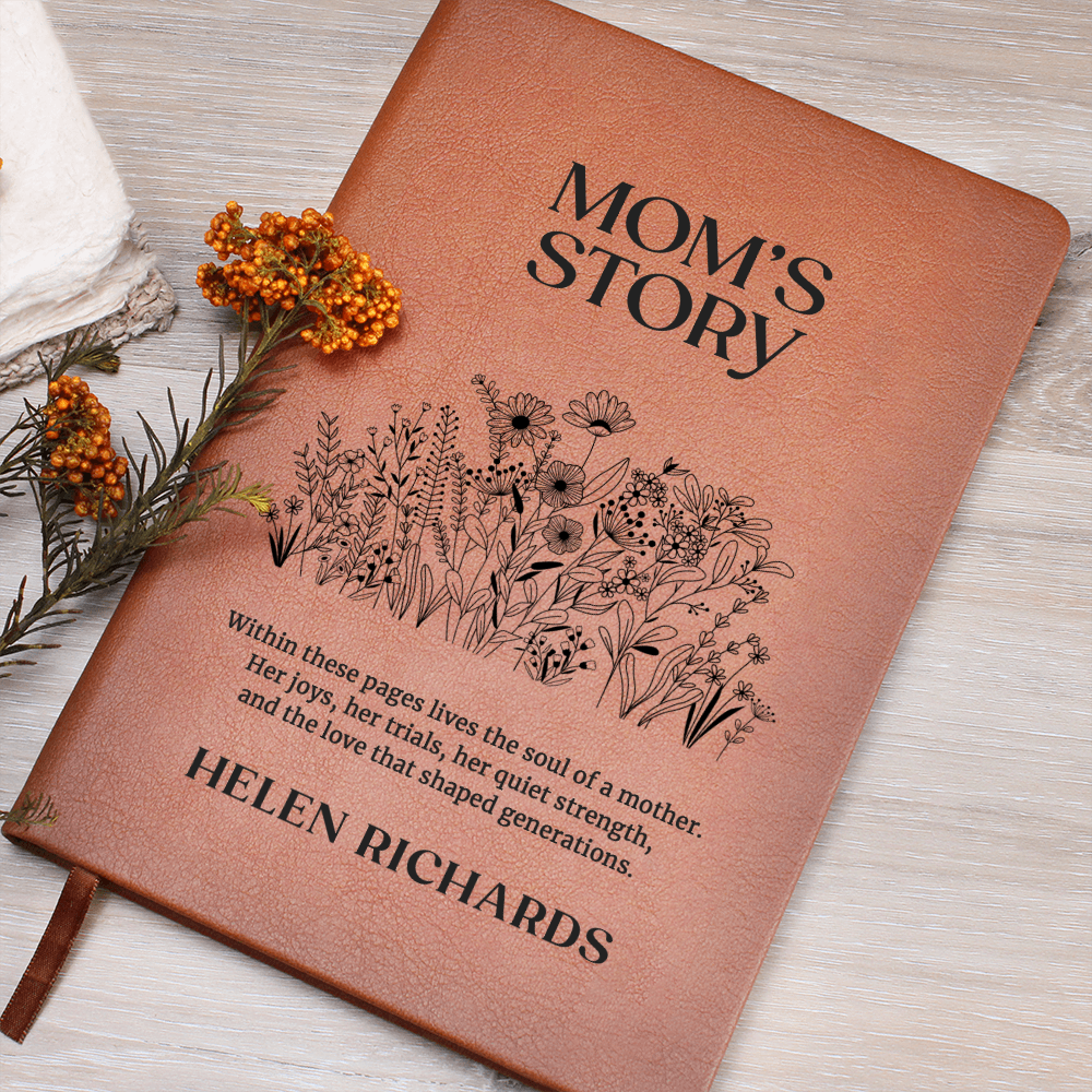 Mom's Story Journal with Wildflower Design - Handwritten Family Keepsake, Memory Book for Mum, Personalised Mother's Legacy Gift