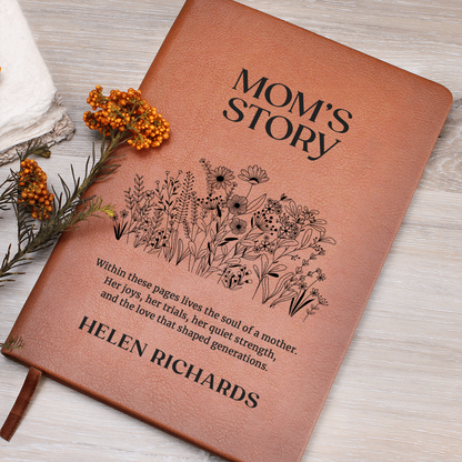 Mom's Story Journal with Wildflower Design - Handwritten Family Keepsake, Memory Book for Mum, Personalised Mother's Legacy Gift