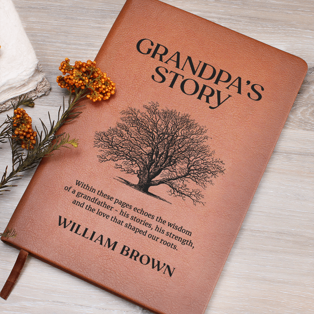 Grandpa's Story Journal with Custom Name - Handwritten Family Keepsake, Memory Book for Grandad, Personalised Grandfather's Legacy Gift