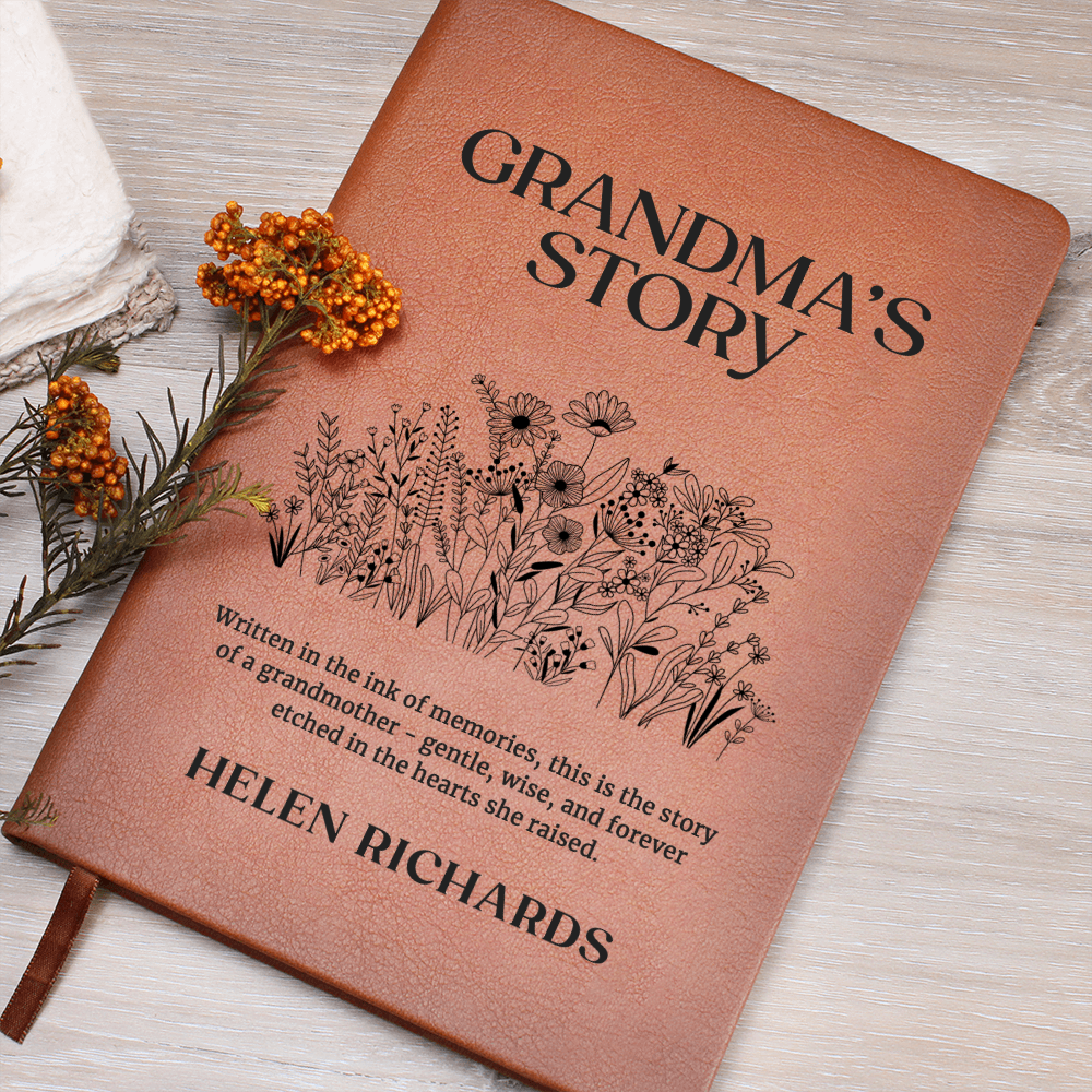Grandma's Story Journal with Floral Design - Handwritten Memory Book, Family Keepsake, Personalised Legacy Gift for Grandmother