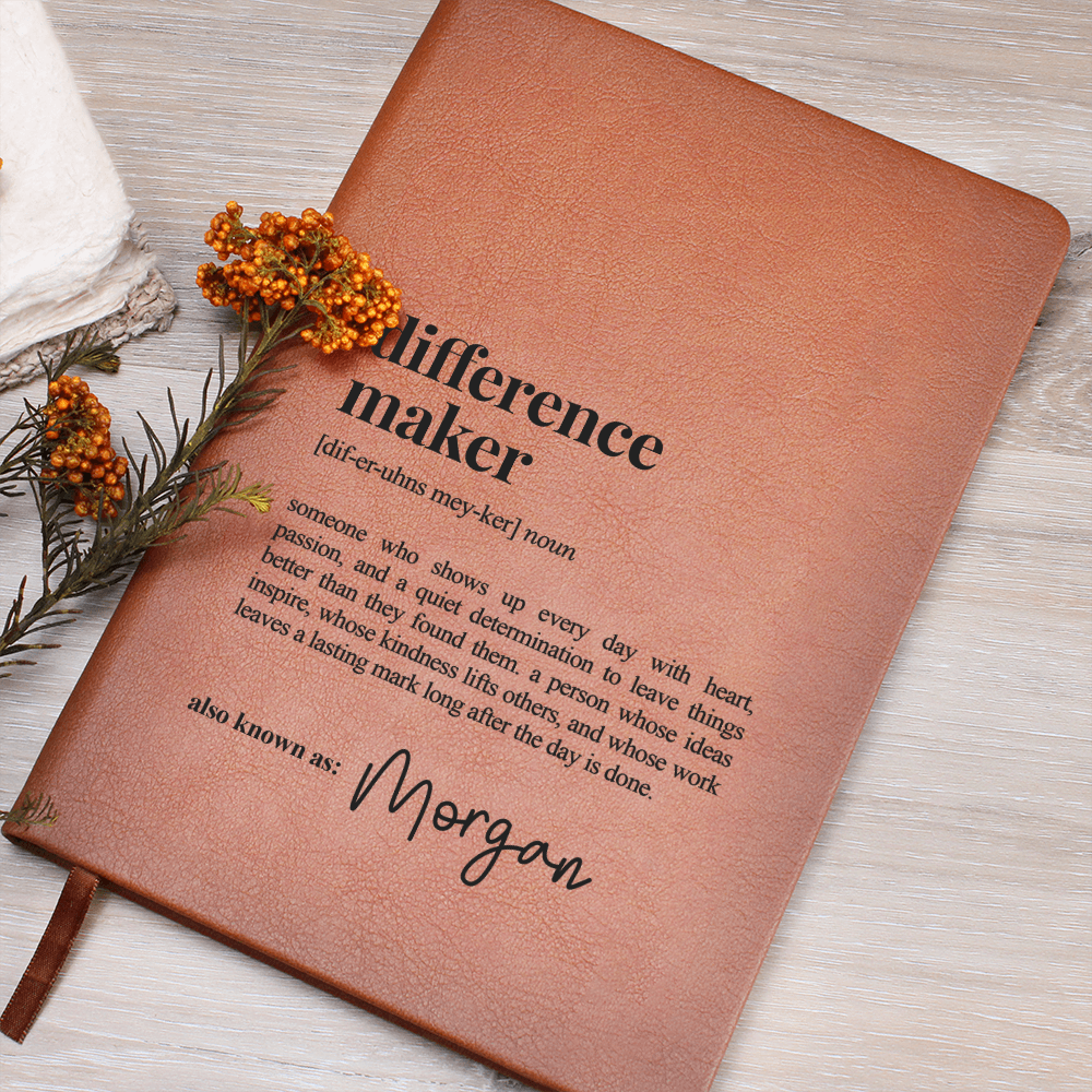 Difference Maker - Journal with Custom Name - Personalised Notebook - Inspirational Gift with Heartfelt Definition