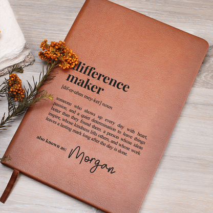 Difference Maker - Journal with Custom Name - Personalised Notebook - Inspirational Gift with Heartfelt Definition