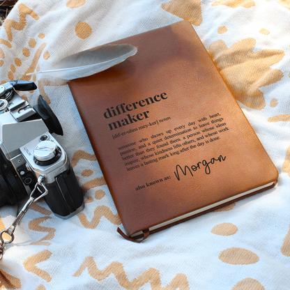 Difference Maker - Journal with Custom Name - Personalised Notebook - Inspirational Gift with Heartfelt Definition