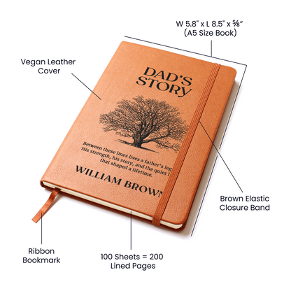 Dad's Story Journal with Custom Name - Handwritten Family Keepsake, Memory Book for Dad, Personalised Father's Legacy Gift