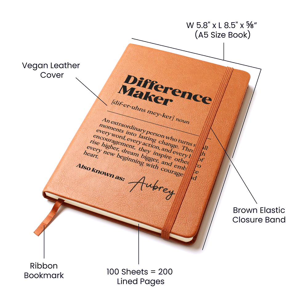 Personalized Difference Maker Journal, Going Away Gift For Coworker, Leader Present With Custom Name
