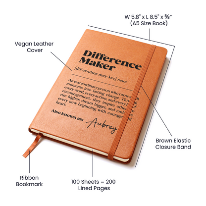 Personalized Difference Maker Journal, Going Away Gift For Coworker, Leader Present With Custom Name