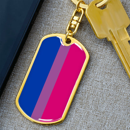 Bisexual Pride Flag Keychain With Optional Engraving