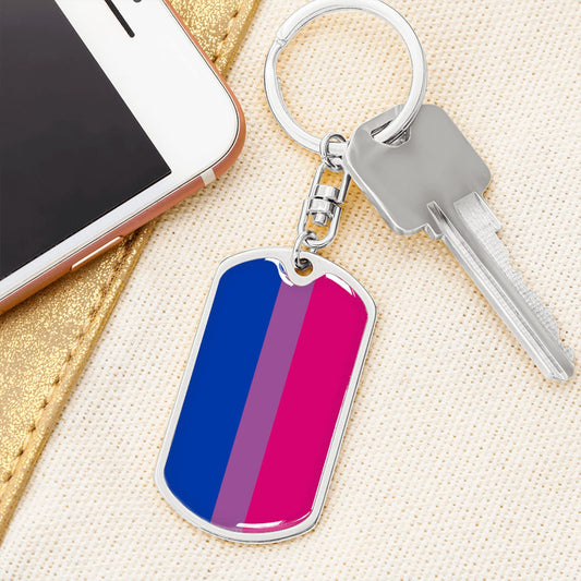Bisexual Pride Flag Keychain With Optional Engraving